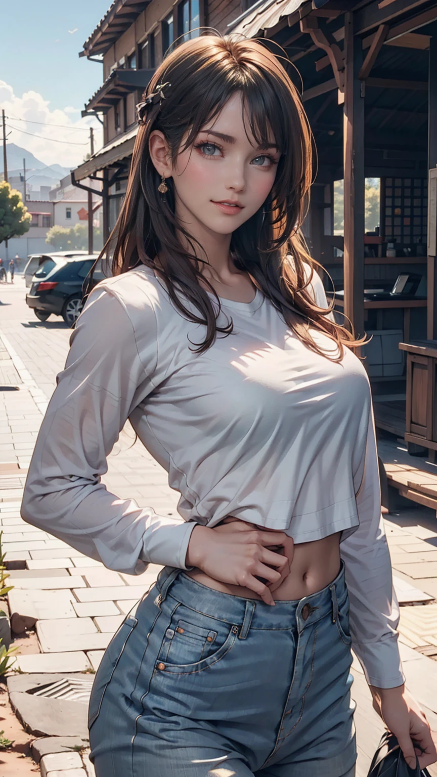 ((Highest quality)), ((masterpiece)), ((Realistic)), ((Highest quality)), ((masterpiece)), ((Realistic)), Girl Walking In The Desert, Looks tired, Loose clothing, long sleeve shirt and trousers, headgear, so beautiful, Natural and casual style at eye level, Scenic, masterpiece, (High resolution), original, extremely detailed 8K , (photoRealistic:1.4),Perfect Face, Perfect Eyes,Symmetrical body type,smile, 、 24-year-old female、Sexy proportions、Sexy、Narrow waist、Silver Hair
