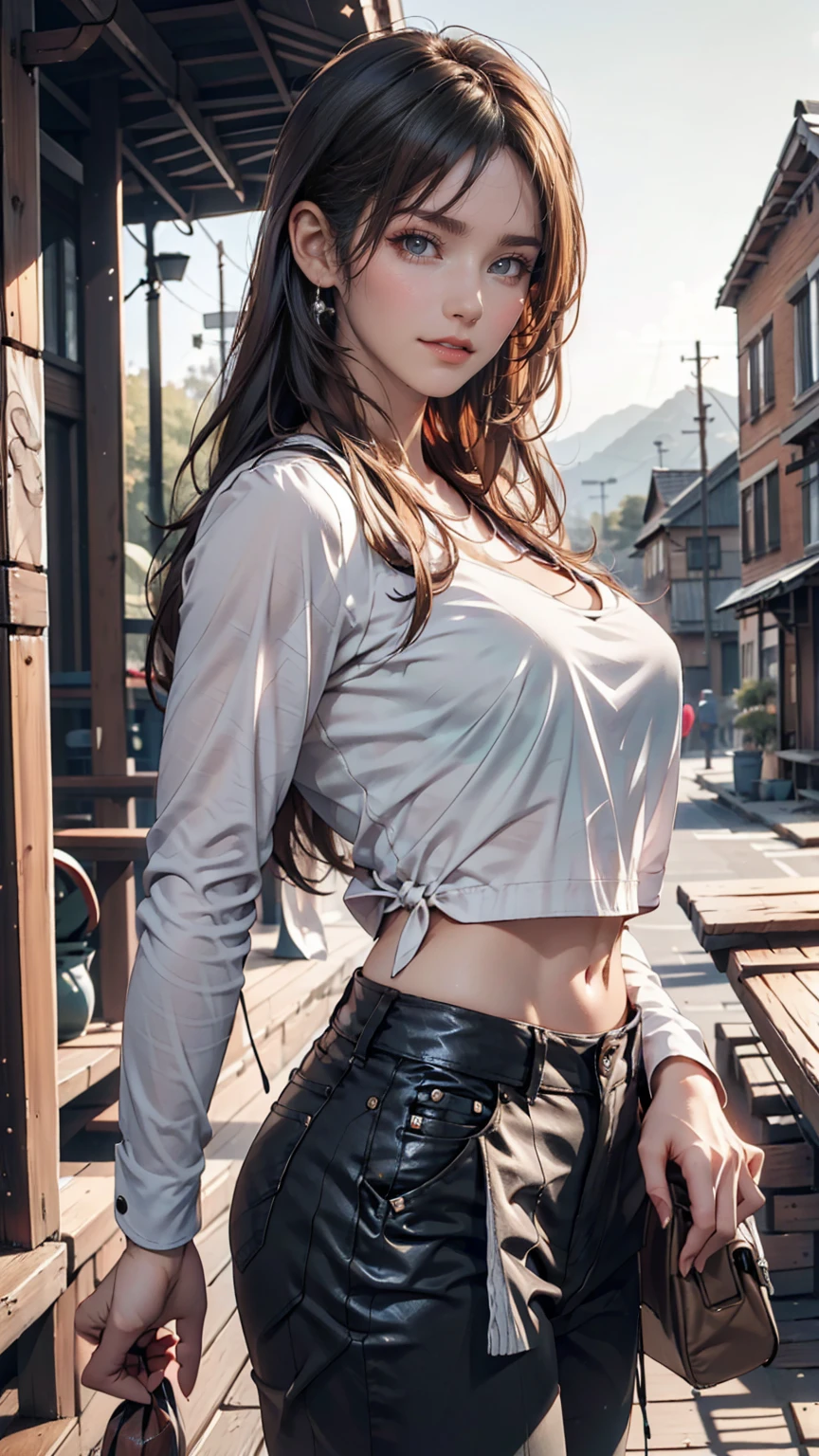 ((Highest quality)), ((masterpiece)), ((Realistic)), ((Highest quality)), ((masterpiece)), ((Realistic)), Girl Walking In The Desert, Looks tired, Loose clothing, long sleeve shirt and trousers, headgear, so beautiful, Natural and casual style at eye level, Scenic, masterpiece, (High resolution), original, extremely detailed 8K , (photoRealistic:1.4),Perfect Face, Perfect Eyes,Symmetrical body type,smile, 、 24-year-old female、Sexy proportions、Sexy、Narrow waist、Silver Hair