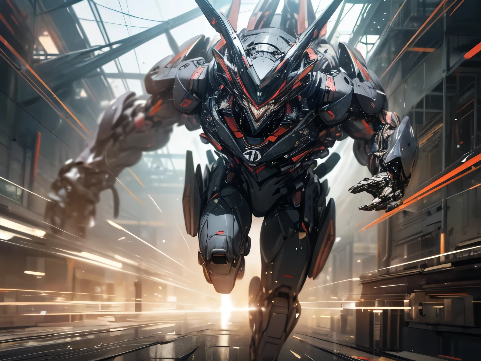 masterpiece, Highest quality, 4k, anime style, (ultra-detailed), (Mechanical Creature), running,