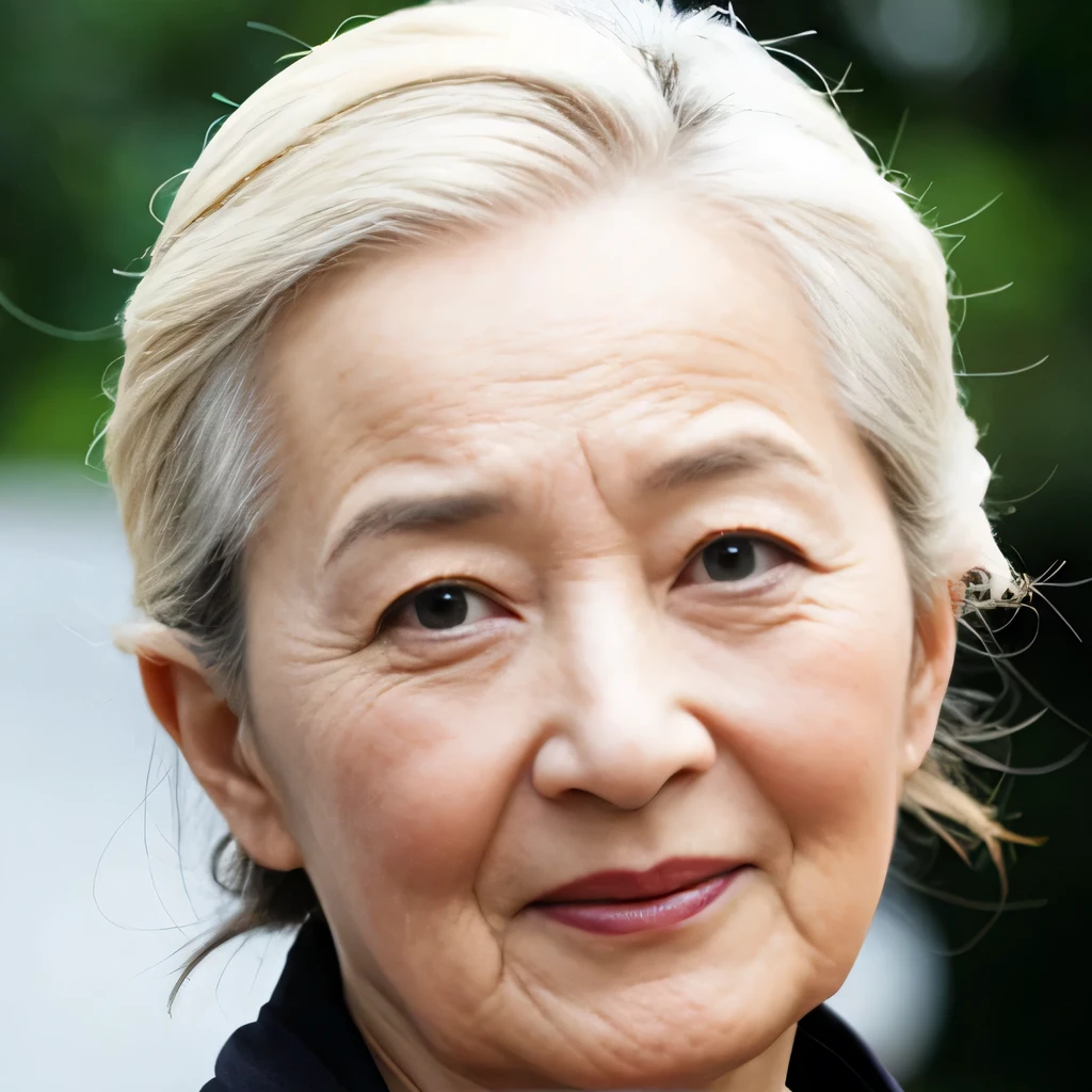 70 year old mature woman, Japanese, Aged face, round face