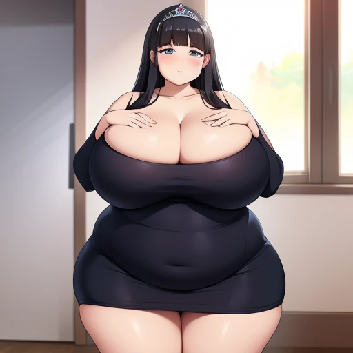 princess,ssbbw,Clothes are thin and transparent,(huge breasts,huge ass,offline 7.0)Hold your chest with both hands,I look embarrassed