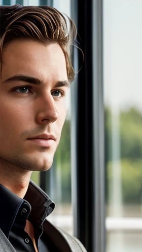 A young handsome German man focus on face