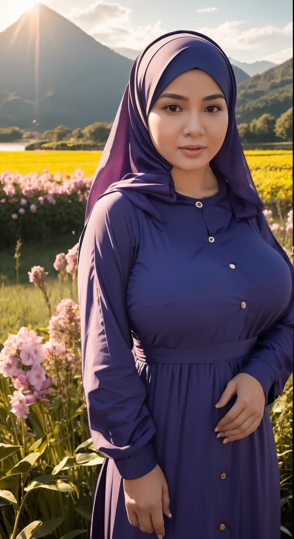 50 years Old, Hijab Indonesian mature woman, Big Tits : 66.9, Gamis, Breast out from her clothes : 1.9, at doctor office, Dark light, at Nighttime