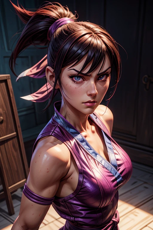 knife Juri Han character from street fighter game, realistic 3D anime style, cute anime girl, beautiful digital art, realistic 3D anime, Realistic Hyper Anime, extremely detailed