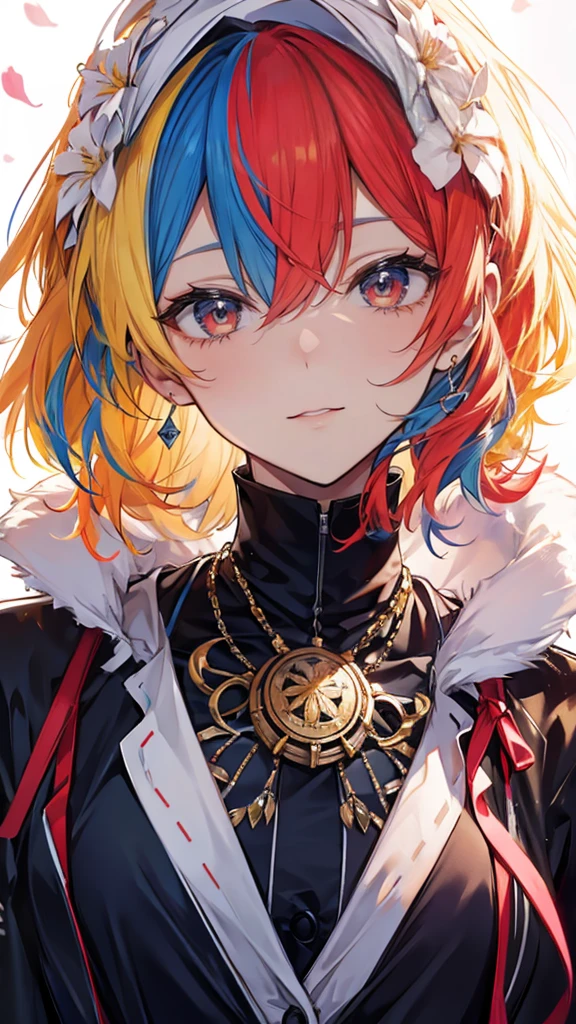 (masterpiece), (Highest quality), Very detailed, ((1人のsmile男性)), Perfect Face, Beautiful Face, Very detailed顔，(smile男:1.3)，(Man with multi-coloured hair:1.3)，smile