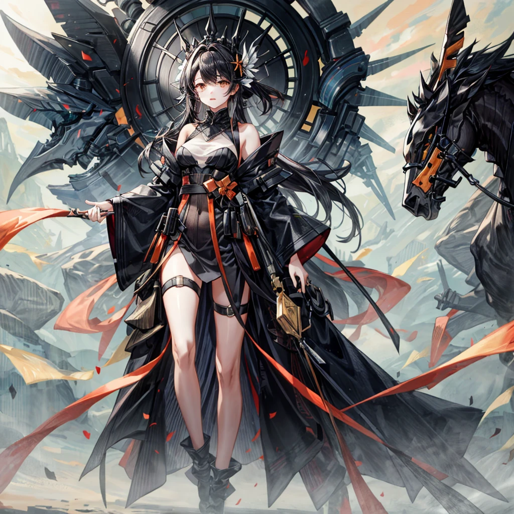 Black and orange world、1girl,