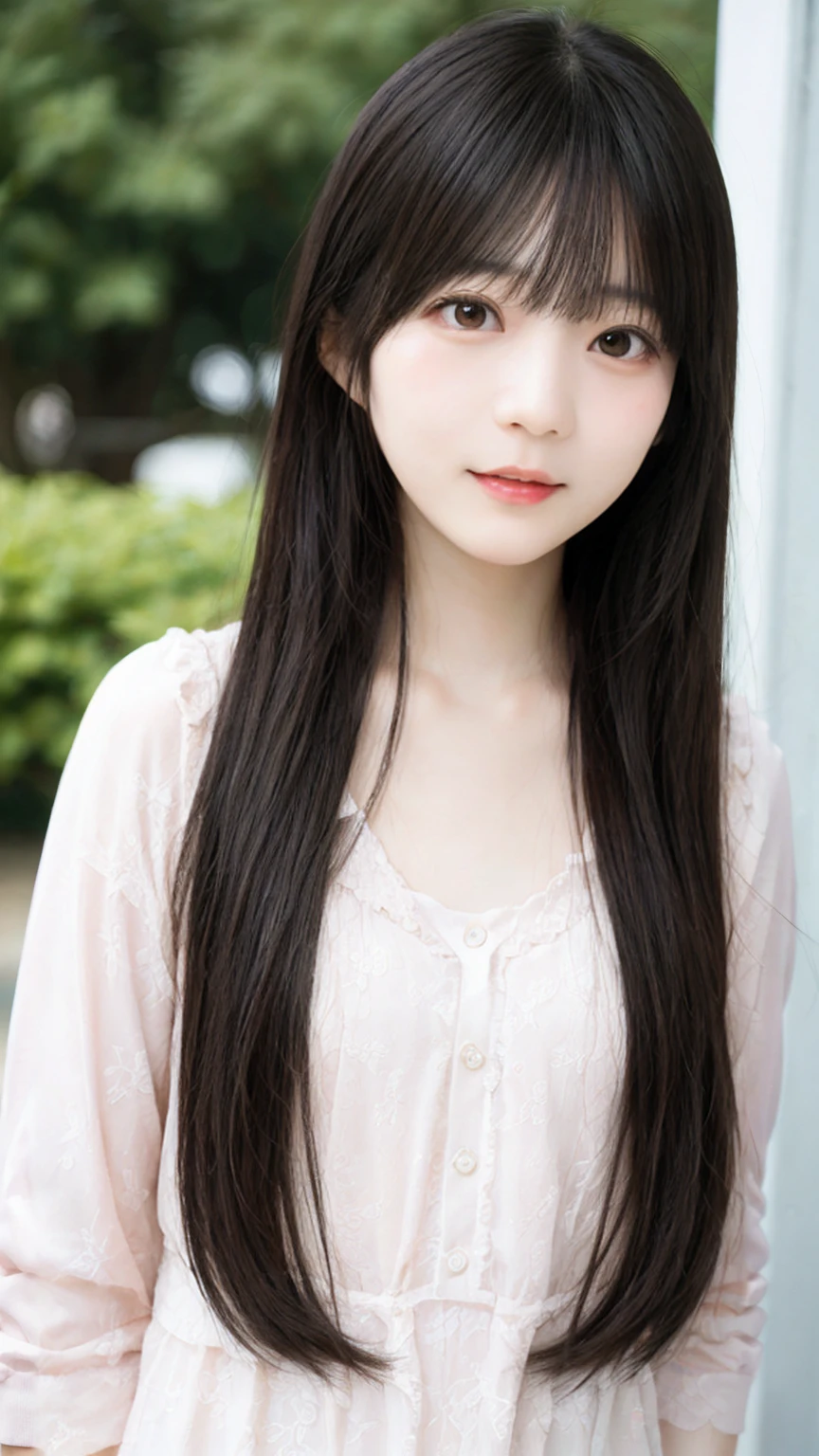 A beautiful girl with a super cute face and a tsundere personality、Innocent girl's shirt、Innocent girl pleated skirt、Waist size 21 inches、Bust size: 33DD、The highest standard of ultra-high definition full-body photos、Rural riverbed、(Small face)、No makeup、Sexy lips、Chignon hairstyle、Perverted panties exposed、
