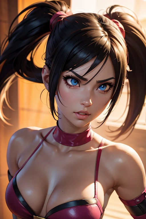 knife Juri Han character from street fighter game, realistic 3D anime style, cute anime girl, beautiful digital art, realistic 3D anime, Realistic Hyper Anime, extremely detailed.