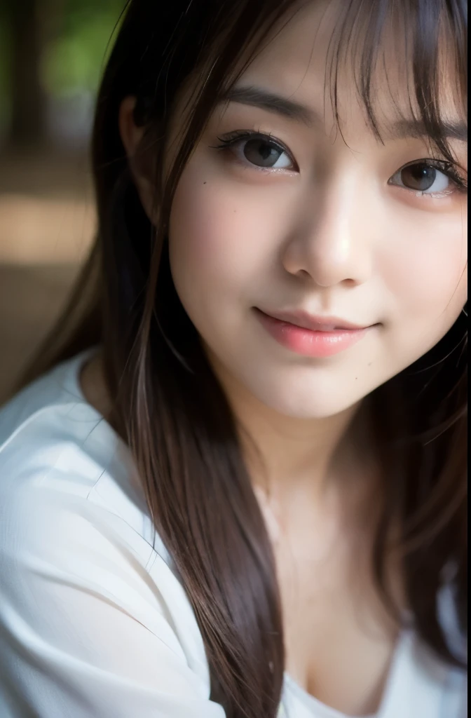 best quality, face focus, soft light, ultra high res, (photorealistic:1.4), RAW photo,(Shinozaki Ai), white skin,
1 Japanese girl, solo, (cute), smile, (pupil, lights in the eyes), detailed beautiful face, busty,(high resolution detail of human skin texture), long hair, (portrait), upper body, white traditional kimono, in the forest