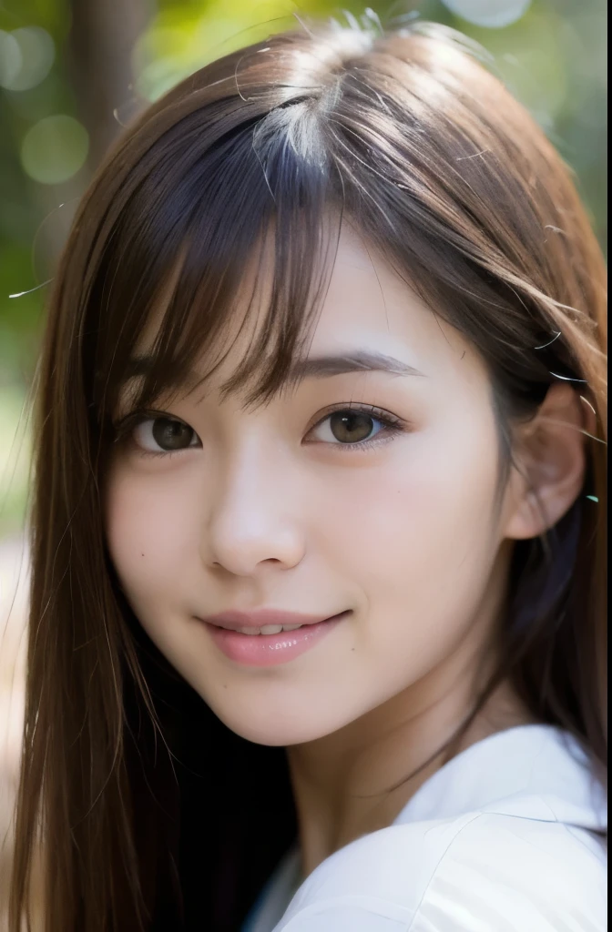 best quality, face focus, soft light, ultra high res, (photorealistic:1.4), RAW photo,(Shinozaki Ai), white skin,
1 Japanese girl, solo, (cute), smile, (pupil, lights in the eyes), (detailed beautiful face), busty,(high resolution detail of human skin texture), long hair, (portrait), upper body, white traditional kimono, in the forest