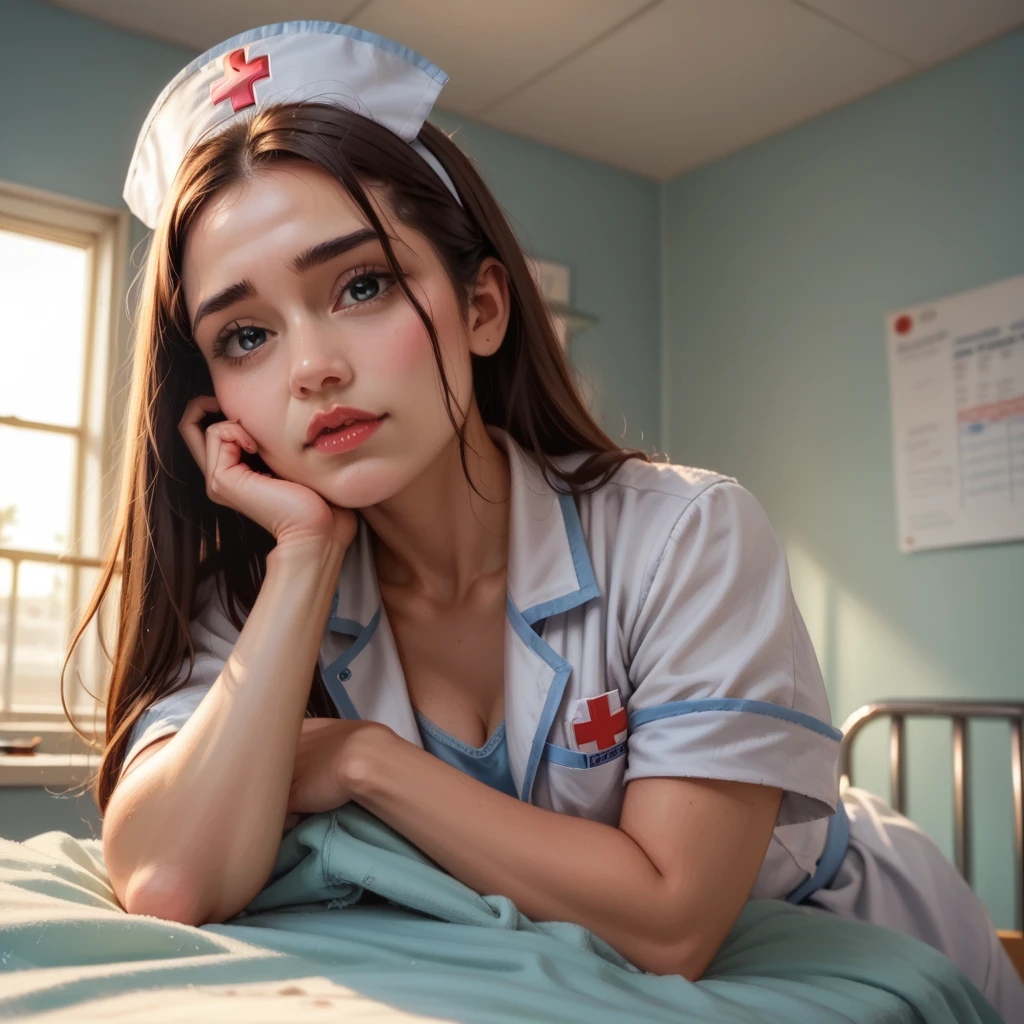 a young sexy nurse masturbating in a hospital room, realistic, photorealistic, 8K, HDR, highly detailed, hyperrealistic, extremely detailed, vivid colors, natural lighting, cinematic, dramatic, erotic, sensual