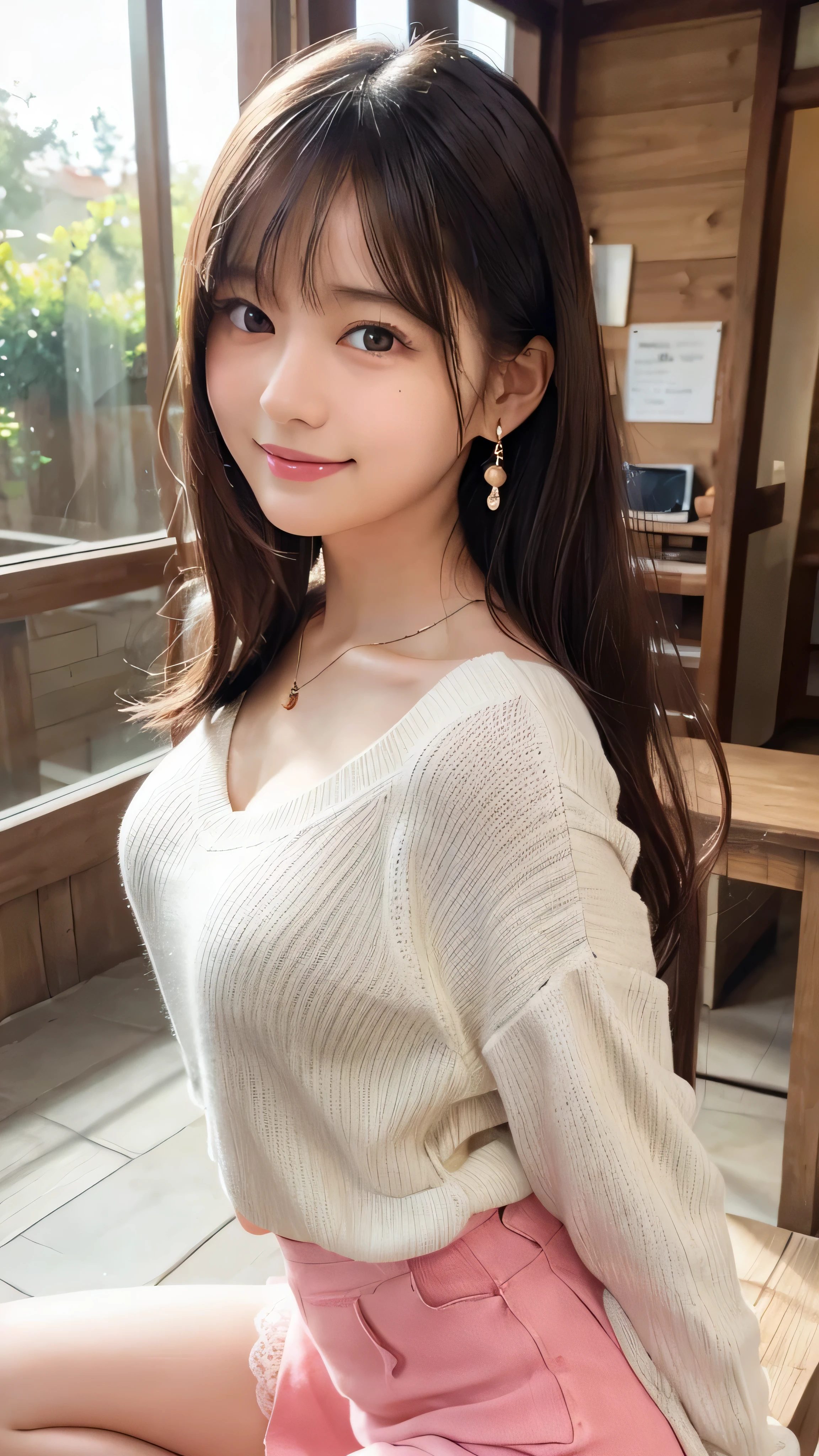 (masutepiece: 1.3), (max resolution: 1.2), (Ultra HDTV: 1.2), cinematric light, Ultra HDTV, (Detailed eyes and skin), (detailed facial features), nffsw, 8K resolution, Sharp Focus: 1.2, Perfect Style, Beautiful face, Perfect body, precise, Anatomically correct, Highly detailed face and skin texture, Detailed eyes, Dark-blue eyes, Double eyelids, Thin eyebrows, glitter eyeliner: 1.2, Natural cheeks, Glossy skin, Fair skin: 1.2, shiny little necklace and earrings, (Glossy lips: 1.4), BREAK, One-person viewpoint, (She is a very cute female teacher), (Pink lace panties), (Seductive smile: 1.2), ((a Innocent and cute girl:1.3)), (Long Wave Hair), (ligh brown hair:1.2), (Cowboy Shot: 1.2), BREAK, ((Very intimate relationships: 1.2)), medium large breasts, ((Looking at Viewer:1.2)), ((Hot spring trip:1.2)), ((Bend your knees and open your legs wide:1.2)), (From Side:1.2),low angle shot,FULL BODYSHOT Tight sweater with long sleeves in bright colors Tight denim mini skirt Embarrassed look Kamimei