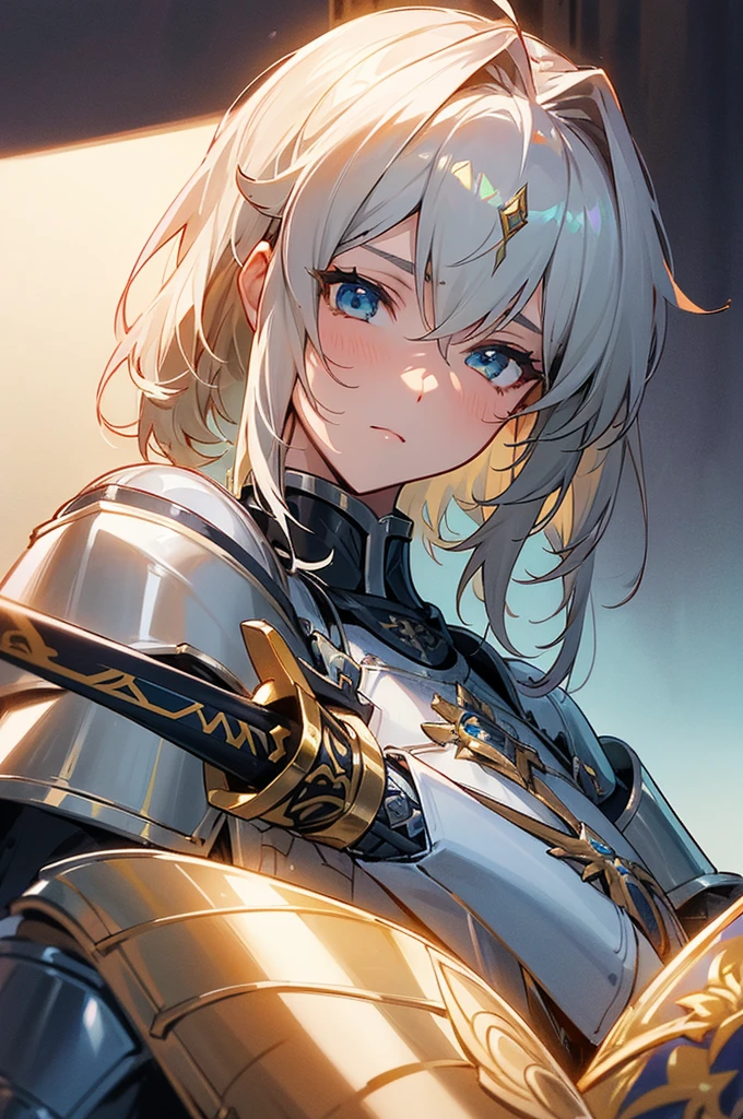 Close-up of a person holding a sword and katana, gorgeous Female Paladin, Female Paladin, portrait of Female Paladin, Girl in Armor, portrait knight woman, portrait Zodiac Knight Girl, Female Knight, Shadowverse Style, Zodiac Knight Girl, of a beautiful Female Knight, picture of Female Paladin, Granblue Fantasy, Artoria Pendragon