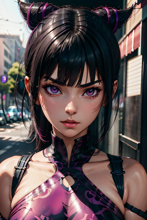 knife Juri Han character from street fighter game, realistic 3D anime style, cute anime girl, beautiful digital art, realistic 3D anime, Realistic Hyper Anime, extremely detailed.best quality,ultra-detailed,detailed background,looking at viewer, detailed face.
