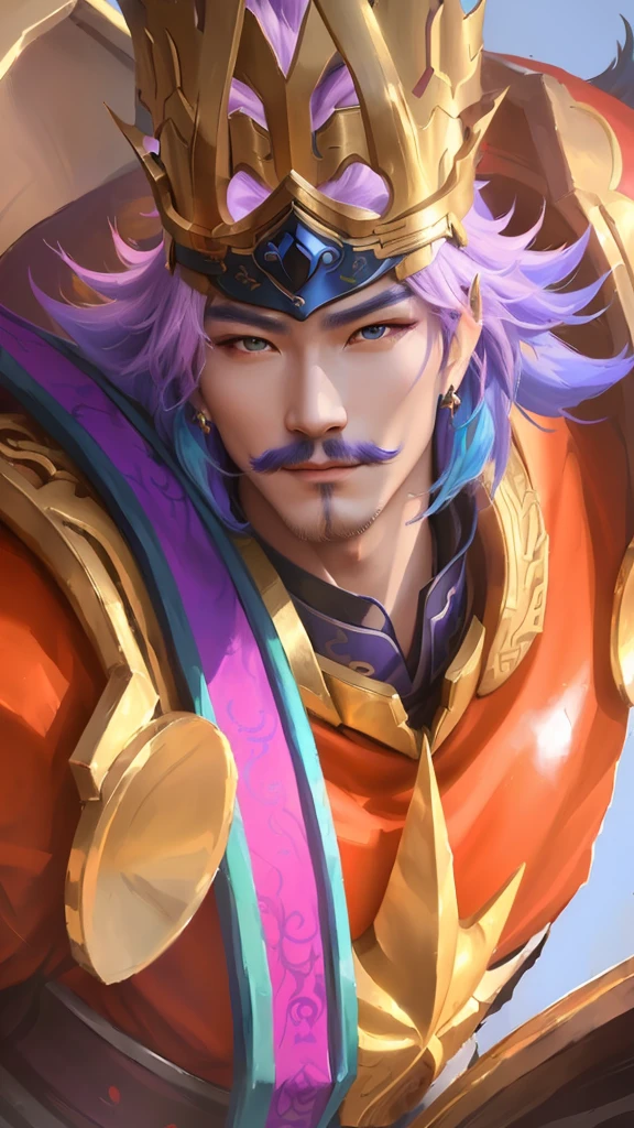 a close up of a person wearing a crown and a purple hair, inspired by Huang Shen, onmyoji portrait, roguish smirk, zhao yun, g liulian art style, inspired by Pu Hua, heise jinyao, avatar image, portrait of dragoon, bian lian, inspired by Huang Ding, inspired by Shen Zhou