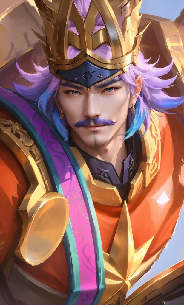 a close up of a person wearing a crown and a purple hair, inspired by Huang Shen, onmyoji portrait, roguish smirk, zhao yun, g liulian art style, inspired by Pu Hua, heise jinyao, avatar image, portrait of dragoon, bian lian, inspired by Huang Ding, inspired by Shen Zhou