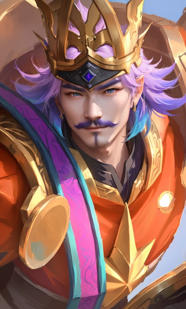 a close up of a person wearing a crown and a purple hair, inspired by Huang Shen, onmyoji portrait, roguish smirk, zhao yun, g liulian art style, inspired by Pu Hua, heise jinyao, avatar image, portrait of dragoon, bian lian, inspired by Huang Ding, inspired by Shen Zhou