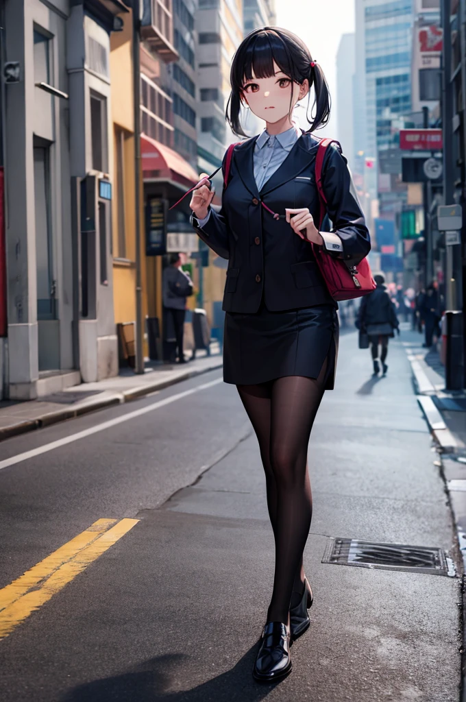 Korean girl walking down the street, Cinematic soft lighting glow effect