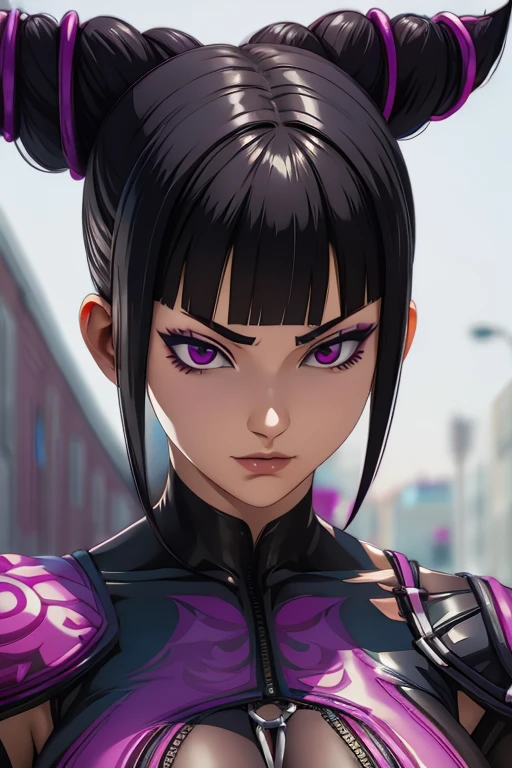 knife Juri Han character from street fighter game, realistic 3D anime style, cute anime girl, beautiful digital art, realistic 3D anime, Realistic Hyper Anime, extremely detailed.best quality,ultra-detailed,detailed background,looking at viewer, detailed face.
