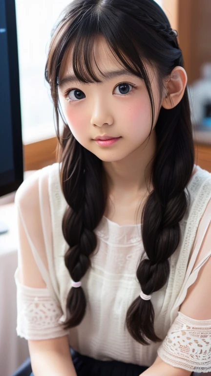 8k、cute、Adult Girls、detailed、Braid your hair in an intricate way、Looking into the camera、((software: 1.4)),((detailedな顔, Professional photography)), Entertainment