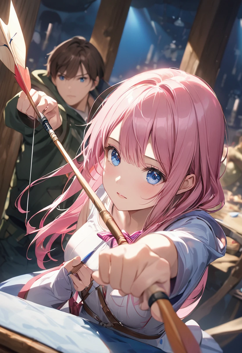 arrowhead、arrowhead、arrowhead、arrowhead、arrowhead、arrowhead、arrowhead、arrowhead、arrowhead、Bow and Arrow、hunter、Girl with pink hair、blue eyes、Twin Drill、A scene from a movie