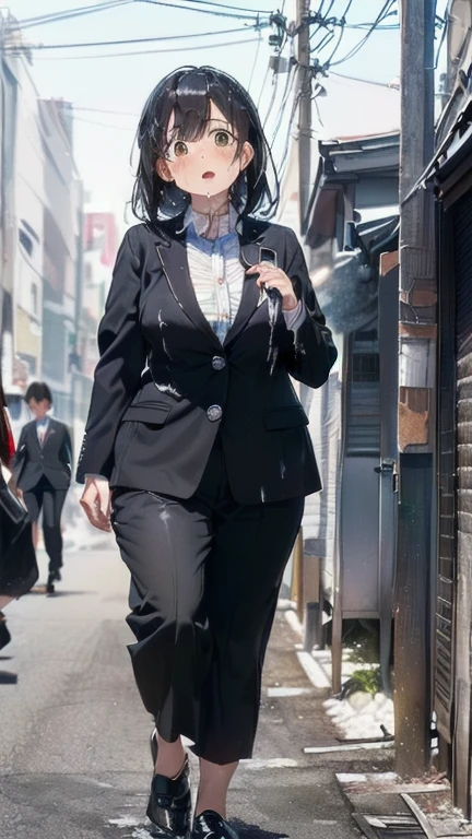 (must be follow these prompts:2.2),masterpiece,best quality,extremely detailed,(in her clothing:3.0),(in her formal styled business suit clothing:2.6),(adorable expression:2.5),(usual face:2.2),(displayed one girl on single picture:2.4),(black hair:2.1),(ejaculated seminal plasma with her all skin:2.4),(A short, slightly plump new employee in a business suit working in modern Tokyo:2.2),(The new employee looks very innocent, but continues to wear unwashed business suit jacket and trousers that have been covered in semen.:2.1),(A cute moan like a young girl:2.1),(その新入社員はInnocent faceをしていてとても可愛い:1.9),(The new employee had ejaculated on his business suit a long time ago, and the smelly substance had spread to the suit, leaving a very light stain of a light amber color with uneven coloring.:1.5),(The new employee's breasts, covered by her business suit, are bulging out due to her strong sexual desire.:1.9),(Lewd love juices are dripping down the inside of his suit pants:2.2),(The new employee was repeatedly ejaculated into her vagina:2.4),(in her clothing massively ejaculated:2.6),(in her clothing ejaculated over and over again:2.4),(seminal frousy girl:1.9),(men's elected twangers were inserted her:2.3),(in her clothing massively ejaculated:2.2),(A new employee with a plump, round body and a semen-smelling:2.3),(she was already stroked up to the depth intervaginal sensual spot:1.7),(her hidden vagina is certainly fertilized:2.8),(notably buldged up her inner labia majora:2.6),(A young, shy moan:1.5),(having big breasts in her clothing:2.6),(A new employee with a very innocent look while working in the office:2.3),(The new employee is short but has a slightly plump body.:2.1),(The crotch of his dark grey trousers is heavily discolored with love juice stains.:2.5),(The new employee is convulsing and dripping love juice from her pussy, which is hidden under her pants.:1.8),(The new employee's dark grey trousers, tightly encircling her plump thighs, are damp with lascivious secretions.:1.9),(The new employee endures the slush between his legs by keeping his dark grey trousers on tight.:2.5),(The corner of a young girl's body々A new employee whose entire body was toyed with by the lewd urges that wriggled wetly.:1.7),(A new employee who is always holding his crotch over his dark grey trousers:1.7),(A moan filled with childish embarrassment:1.5),(The new employee's suit-covered breasts and nipples are bulging with lust.:1.8),(The new employee's lewd body beneath her clothes is swelling slightly with her lascivious reaction.:1.6),(The new employee works very diligently.:2.5),(The new employee has short, thick legs.:2.2),(first time々New Employees:2.2),(she looks like japanese idol:2.3),(The dark grey trousers are made of a durable fabric that will never tear.:4.3),(Her bursting breasts are completely hidden under a dark grey office suit:2.4),(she looks like a lolita:2.0),(All of this happened to the new employee himself, not anyone else.:2.1),(Slimy semen was leaking from the crotch area of his dark grey trousers.:1.6),(tough business suit:2.2),(Make sure to depict the face:5.3),(Calm expression:4.3),(Innocent face:3),(The story focuses on just that one new employee.:3.3),(The only characters that appear are the new recruits.:4.2),(Portrait Style:5)