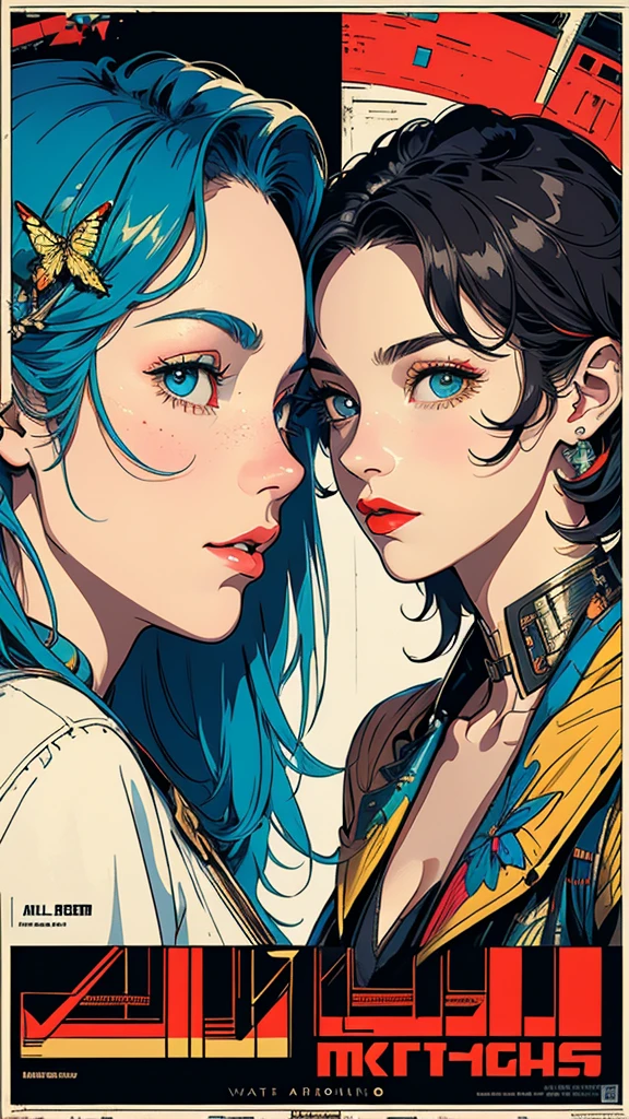(((masterpiece, highest quality))),(((solo:1.2))),(((1girl:1.2))),32k wallpaper, very detailed, vintage science fiction,(((((retro vintage movie poster))))), (bauhaus),(((abstract))),(mid century modern),(((((portfolio))))),(((((Close-up))))),(((((bust up))))),((((more various angle)))),(((highlight))),Vast landscape,((((heterochromia)))),(((complete detailed face))),(((Detailed Moth))),(((most complecated machine))),Colorful color scheme,Cleavage,70s,80s