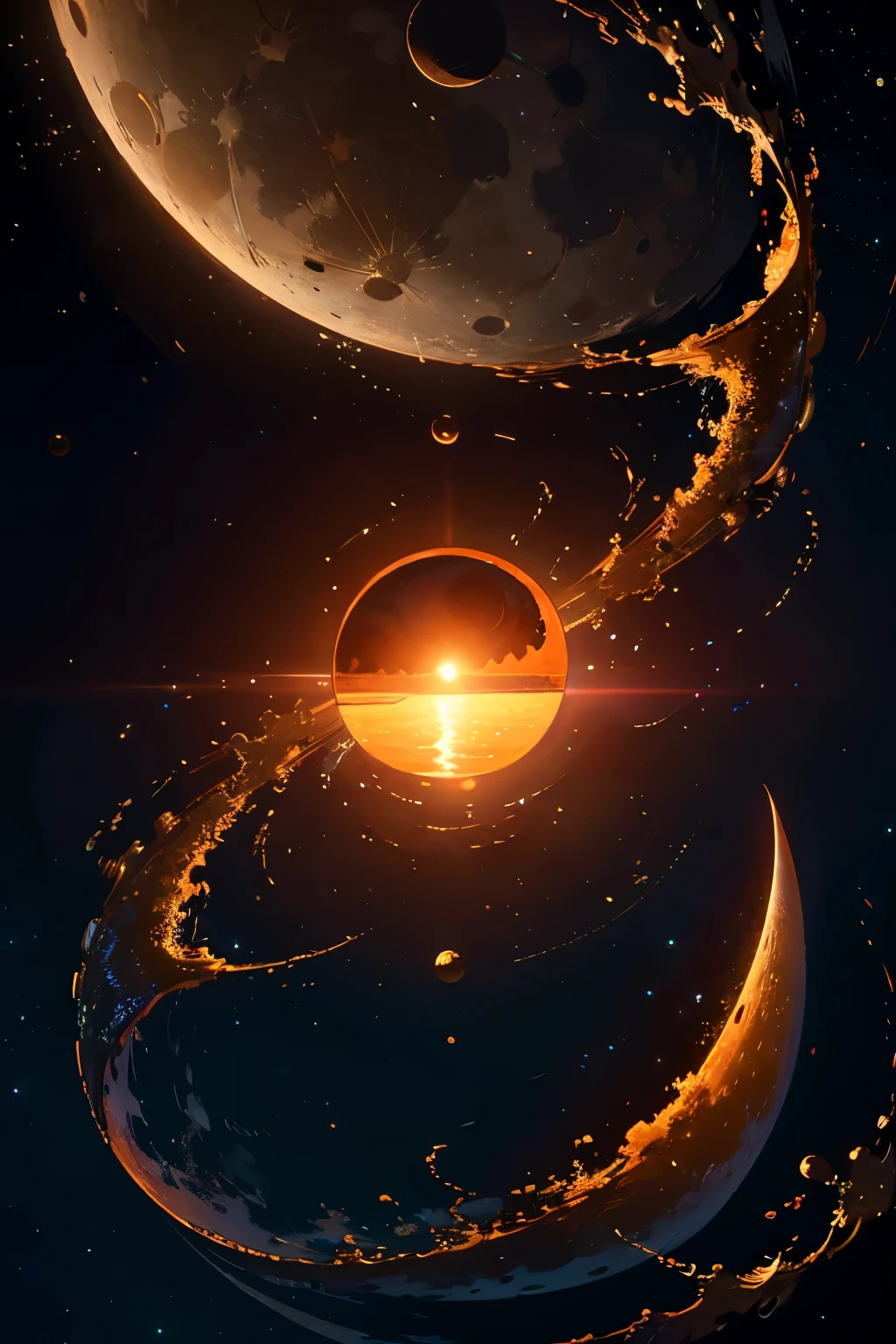Abstract Painting，moon，sun，Back of playing cardasterpiece，hope，positive，beautiful，High resolution, High resolution, 8k, masterpiece2:1,　