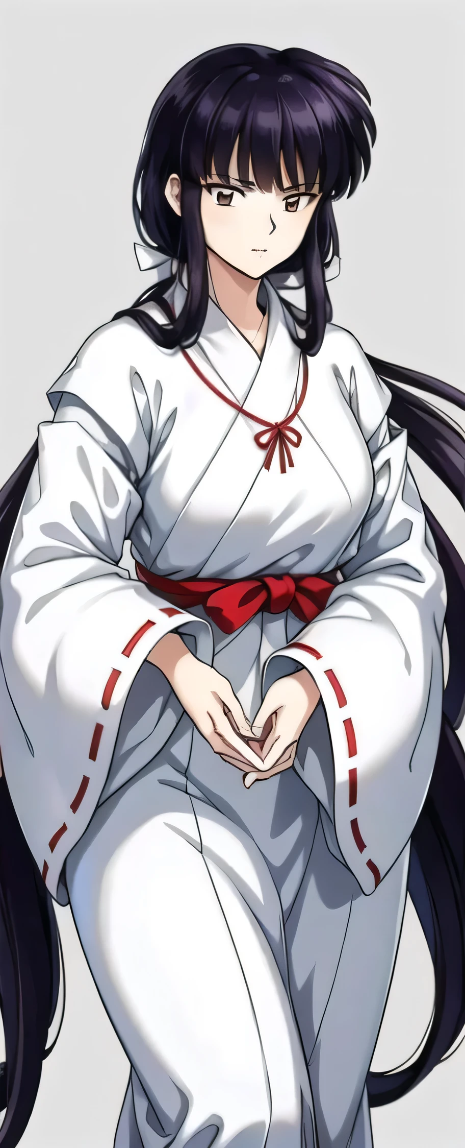 simple white background,
white kimono,white japanese clothes,wide sleeves,
(red_In addition:1.1),(red_Skirt:1.1),
hits, blunt hits, Brown eyes, by the wide,black fur,
1 girl, 20 years,young woman,beautiful Finger,beautiful long legs,beautiful body,
beautiful Nose,beautiful character design, Perfect eyes, perfect face,expressive eyes,perfect balance,
looking at the viewer,(Focus on her face),Closed mouth, (innocent_big_eyes:1.0),(light_smile:0.3),
official art,Extremely detailed CG unity 8k wallpaper, perfect lighting,showy, bright_Forehead_face_lighting,White skin,
(masterpiece:1.0),(better_quality:1.0), ultra high resolution,4k,ultra detailed,
Photography, 8k, HdR, High resolution, absurdities:1.2, Kodak photo 400, film grain, blurred background, bokeh:1.2, Lens flare, (Vibrant_Color:1.2),Photography profesional,
(beautiful,big_old:1.4), (beautiful_face:1.5),(narrow_waist),