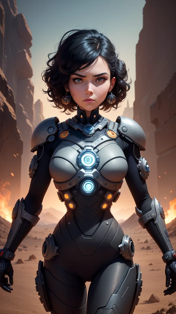 A Pixar-style woman with gears turning inside her head, symbolizing a shift in mindset and thinking.
The animation style should resemble Pixar's realistic and detailed human forms, with vibrant colors and textures. Sharp vintage image. Show the mountains desert she is make it visible
Black beautiful lady human pixar style