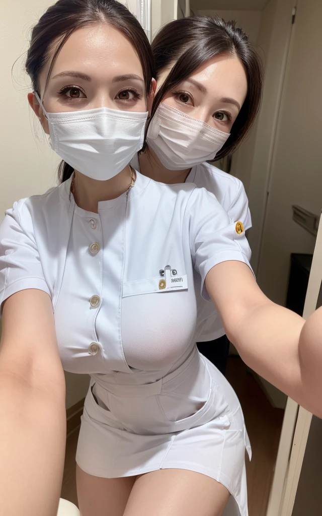 (8k, Realistic, RAW Photos, highest quality: 1.4), Beautiful Face, (Realistic face),A girl in sexy see through nurse uniform ,(sexy see through nurse uniform:1.3) ,18-years-old, 1 Innocent and Cute girl,Beautiful Face, Detailed lips, ((in hospital:1.3 )), (big smile:1.3),masterpiece:1.3 , masterpiece:1.3, high resolution, ultra detailed, extremely detailed CG unity 8k wallpaper, realistic, photo-realistic, RAW photo, beautiful detailed face, (beautiful skin:1.3, pale skin:1.3), realistic glistening skin, detailed hair texture, Perfect Style, Beautiful Face, accurate, Anatomically correct, Highly detailed face and skin texture, Detailed eyes, Brown eyes, Double eyelids, Thin eyebrows, dropped eyes, Eyeliner, Natural cheeks, Fair skin, shiny necklace and earrings, Glossy Thin lips,((,looking down, from below )),(A beautiful wrinkle-free body ,a slender body:1.3),(Slim and sexy thighs:1.3),(((Milking Machine:1.3,Breasts sucked by a milking machine:1.3,nipples sucked by a milking machine:1.3))),selfie