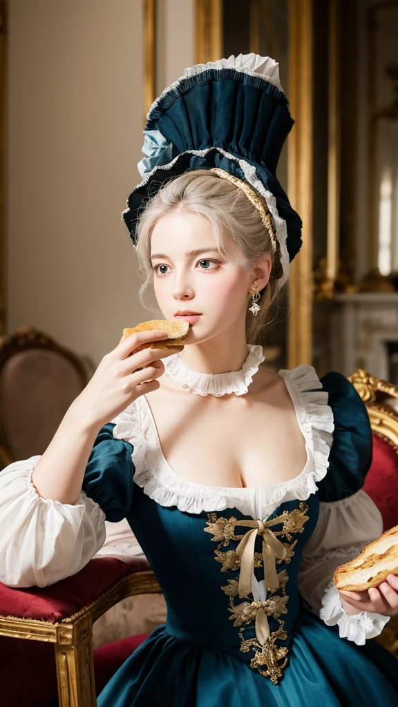 ((In the Chambord Castle:1.3)), (A beautiful girl descending the spiral staircase inside the Château de Chambord:1.3), light makeup, red lips, beautiful hair, Black hair, (Medium Hair:1.3), elegant, soft lighting, Very fine details, masterworks, authentic texture, perfect work, (1 girl), (One Woman), 16k, high resolution, exquisite features, brown eyes, (Ultra-high resolution eye:1.1), Japanese idol, beautiful face, ((artists work)), (gentle smile like a goddess), attractive, well-shaped breasts, beautiful cleavage, shiny skin, smooth skin, BREAK, (Dark-green Marie Antoinette Costume Dress:1.3), BREAK, earrings, necklace, Peacock feather headdress, BREAK, upper body, Standing position, model pose, (lovely smile), Low Angle Shot