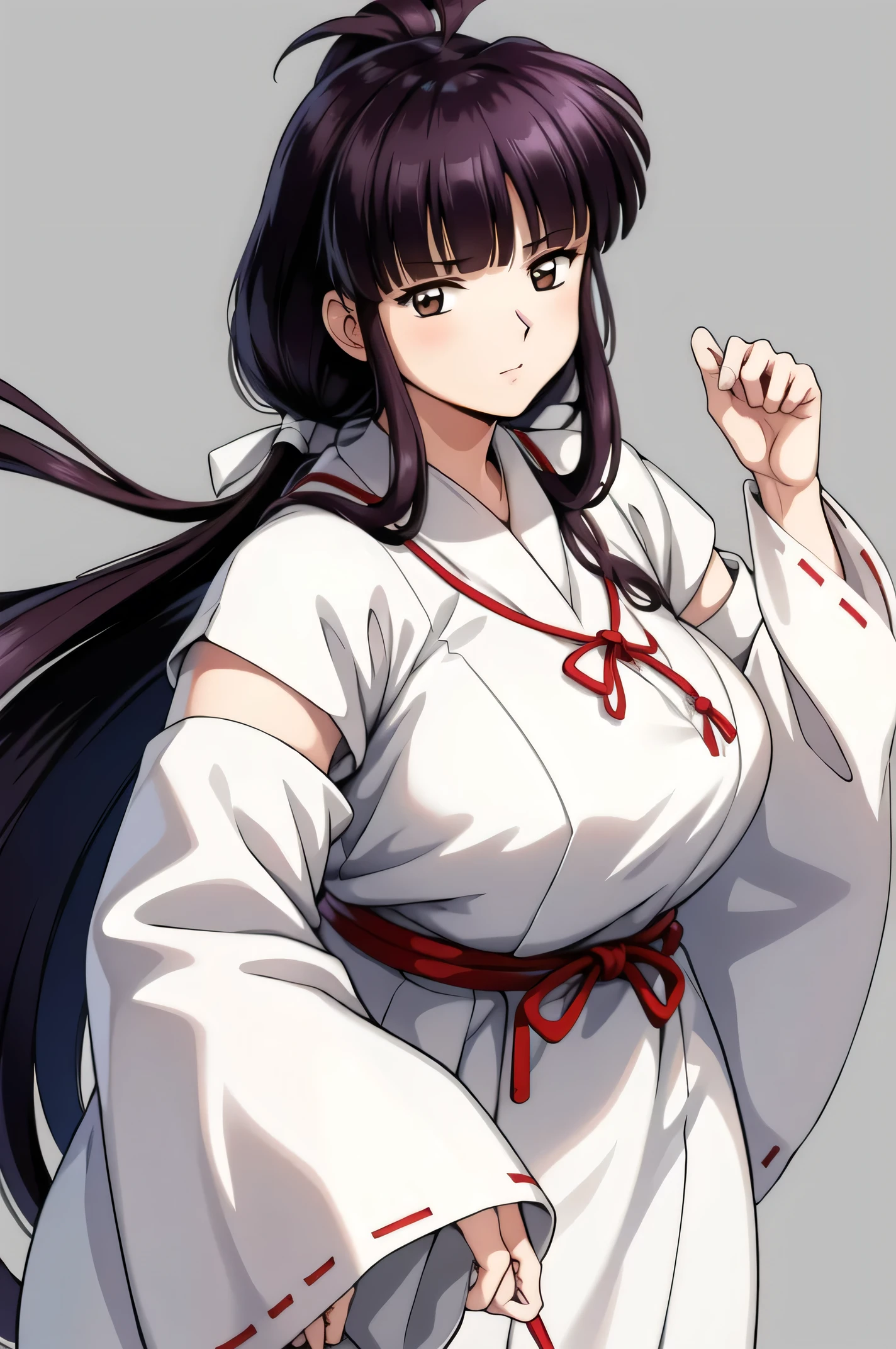 simple white background,
white kimono,white japanese clothes,wide sleeves,
(red_In addition:1.1),(red_Skirt:1.1),
hits, blunt hits, Brown eyes, by the wide,black fur,
1 girl, 20 years,young woman,beautiful Finger,beautiful long legs,beautiful body,
beautiful Nose,beautiful character design, Perfect eyes, perfect face,expressive eyes,perfect balance, y unos hermosos pechos bigs, ((pechugona de pechos bigs))
looking at the viewer,(Focus on her face),Closed mouth, (innocent_big_eyes:1.0),(light_smile:0.3),
official art,Extremely detailed CG unity 8k wallpaper, perfect lighting,showy, bright_Forehead_face_lighting,White skin,
(masterpiece:1.0),(better_quality:1.0), ultra high resolution,4k,ultra detailed,
Photography, 8k, HdR, High resolution, absurdities:1.2, Kodak photo 400, film grain, blurred background, bokeh:1.2, Lens flare, (Vibrant_Color:1.2),Photography profesional,
(beautiful,big_old:1.4), (beautiful_face:1.5),(narrow_waist), y tremendos pechos bigs,