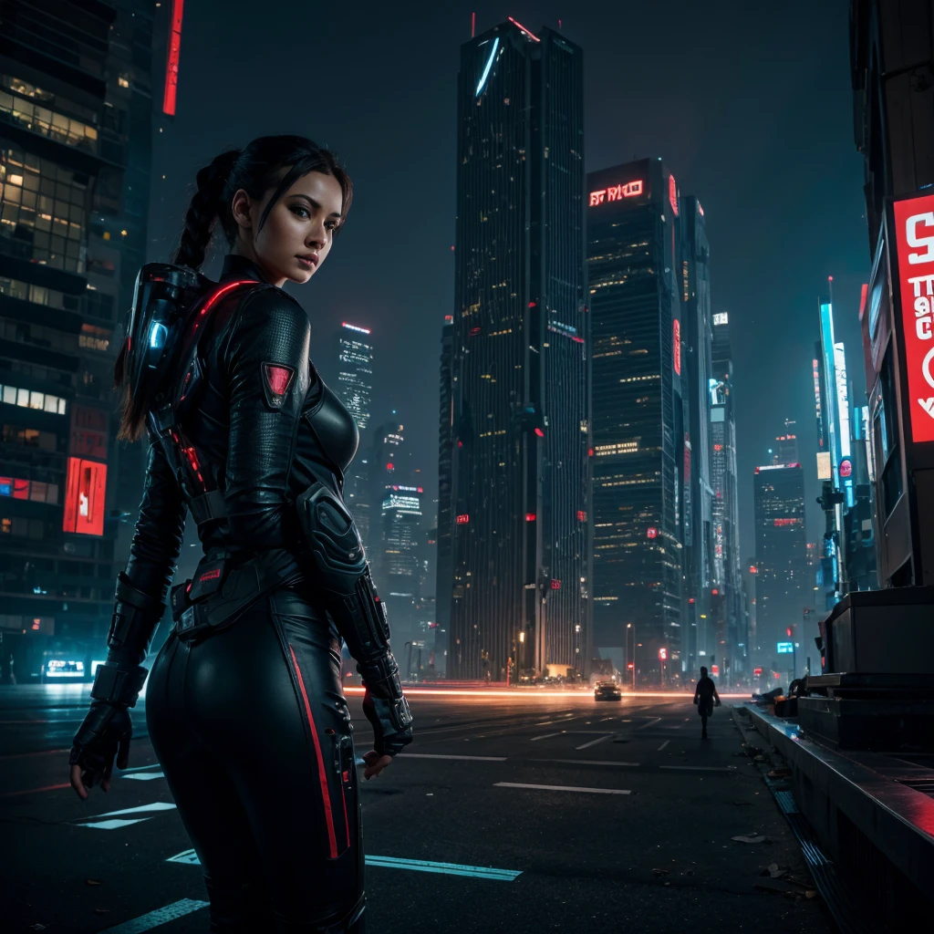 
a futuristic cyberpunk woman while she searches a semi-destroyed alien city, within the city walls some mysterious alien symbols can be glimpsed,hyper-realistic, cinematic, 8k, ultra-detailed, masterpiece, intricate-details, photo-realistic, first-floor 