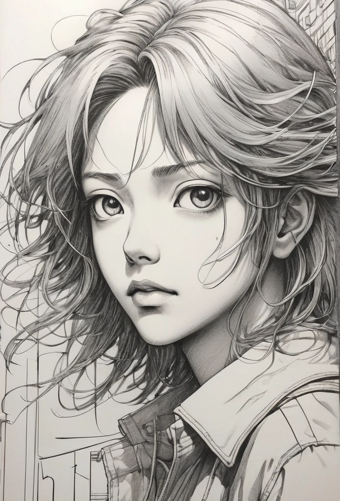 Anime line art, by Naoki Urasawa, sketch, best quality, masterpiece, very aesthetic, perfect composition, intricate details, ultra-detailed, B&W, rostro,elfa