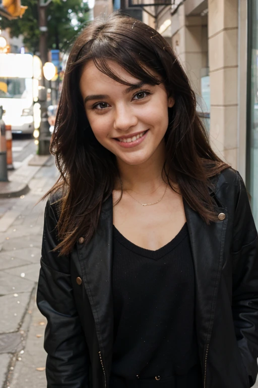 girl on the street smiling