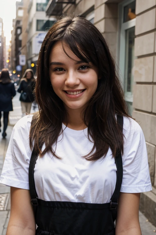 girl on the street smiling 