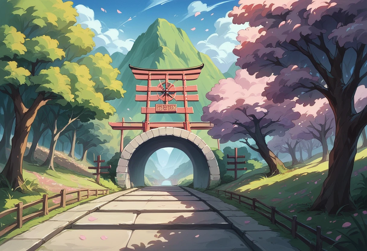Cherry Blossom Tunnel,Tunnel Windmill,Cherry blossoms blooming on the trees