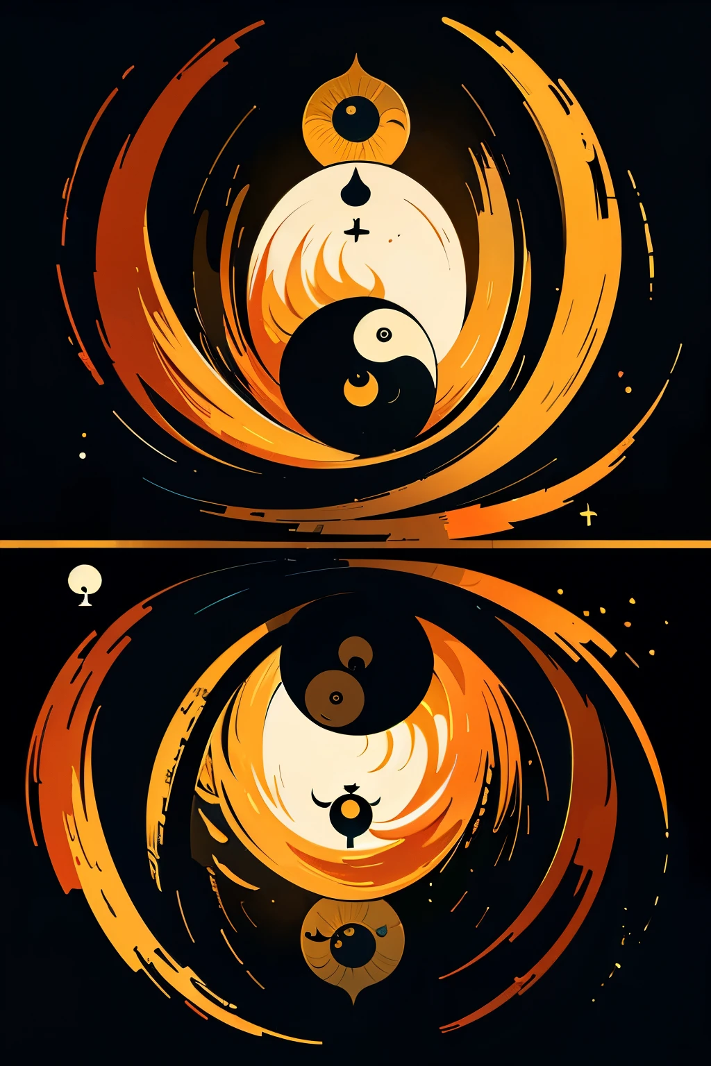 Back of playing cards,Perfect left/right and top/bottom symmetry,yin and yang、moon,sun,Abstract Painting,masterpiece,hope,positive,beautiful,High resolution, High resolution, 8k, masterpiece2:1,