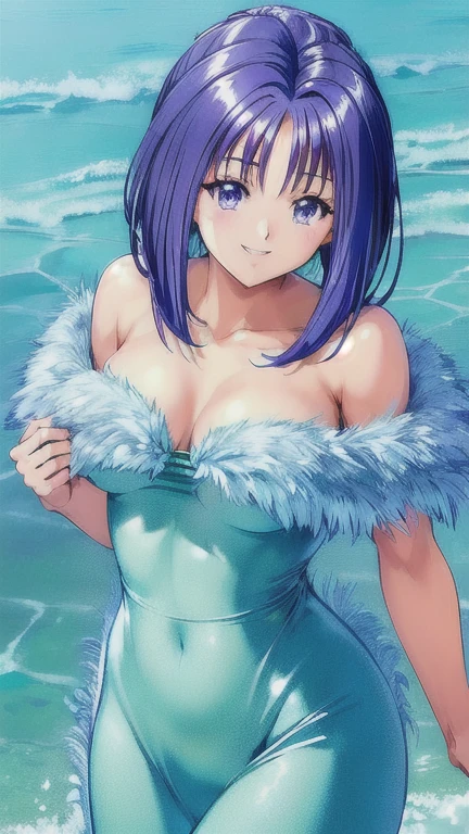 ((masterpiece)),((Ayako Katagiri)),((Katagiri Ayako)),((Full smile)),((Smile)),((happiness)),Healthy Beauty,((((Full nudity)))),(((Completely naked))),(((Feather coat))),sexy,(((Summer Sea)))