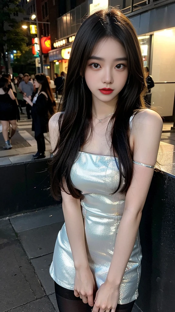 (((SFW : 1.2))), (((pornography))), (realistic), (intricate details:1.2), (masterpiece、:1.3), (top quality:1.4), (Ultra A high resolution:1.2), Ultra A high resolution, 8K resolution, very detailed expression, dark, (high quality), complete anatomy, natural anatomy, full body photo, 1 korean girl, 21 years old, (call girl:1.5), (prostitute: 1.5), (korean:1.5), (beautiful : 1.4), (shiny black hair), (big earrings), heavy makeup, detailed face, choker necklace, chanel handbag, long legs, (She weared skin colored shiny pantyhose : 1.5), (Gorgeous short evening dress. : 1.4), glowing skin, The men who target her take her somewhere.: 1.4),(She is sexually harassed by men : 1.5), caress, fondle, dark,night street, (detailed background:1.2), (Korean men are her sex partners : 1.4),