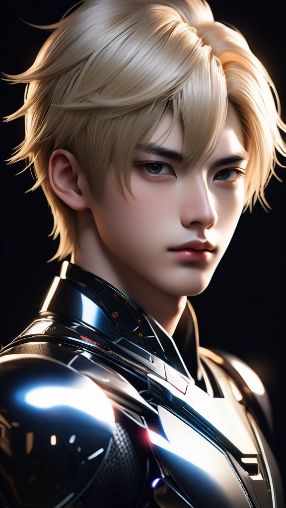 Meticulous, analog style, focus on the eyes, highest quality, (highly detailed skin), photo of very handsome pale skin Chinese donghua boy, 21 years old, (Cyber), cyber suit, perfect face, pore skin, (penetration:0.5), black background, (bokeh:0.6), sharp focus, grainy lighting, (backlight:0.7), film grain, photographed with Sony A7R IV camera, 18mm F/1.7 cine lens, (highly detailed, intricate detail), 8k, HDR, front view, (full body: 16,9)