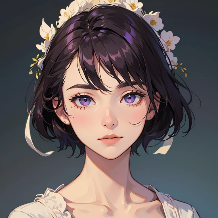 masterpiece、Highest quality、Perfect body、Subtle facial details、1 male、20th Generation,solo,Purple eyes,Dark Hair,short hair,Looking straight ahead,Realistic texture,Perfect Face,Handsome,Simple clothing,A shadowy atmosphere