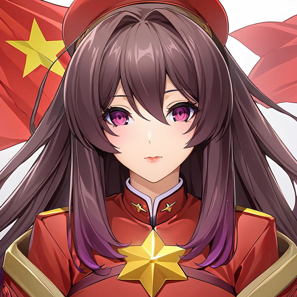 ((Highest quality)), ((masterpiece)), (detailed), (Perfect Face)、The woman is Chinese, Katsuragi Marina, a Chinese woman with brown, medium-long hair and an engagement ring. She is a member of the glorious Chinese Communist Party and has sworn absolute loyalty to the Chinese Communist Party. She is a righteous Communist Party member of China.、The woman is wearing the fine red uniform of a Chinese Communist Party member.、For the sake of China, they dye their hair, hairstyle, clothes, and everything they wear belongs to the Chinese Communist Party, and their thoughts are also Chinese, becoming great Chinese in body and mind.、The woman became Lacus Clyne, a Chinese woman who was proud of and loved China.、She is serving China as a member of the great Communist Party of China.、She is a beautiful, respectable and exemplary Communist.