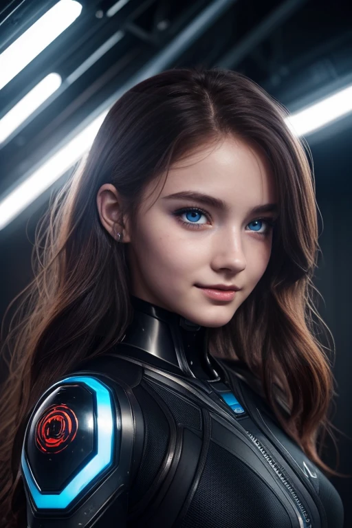 a girl smile, sci-fi, (8K, super high res, masterpiece, best quality:1.2)
