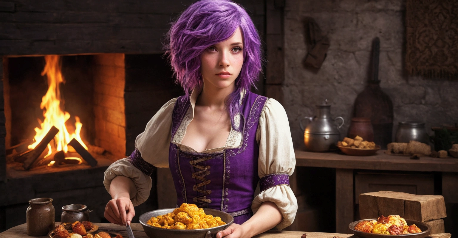 Hot Peasant RPG, purple hair, weird but delicious