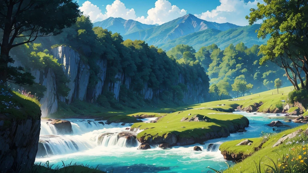 4K,Every green空 carries the promise of a new dawn, Paving the way for a beautiful beginning,beautiful nature pictures. green,green空, blue sky and many clouds