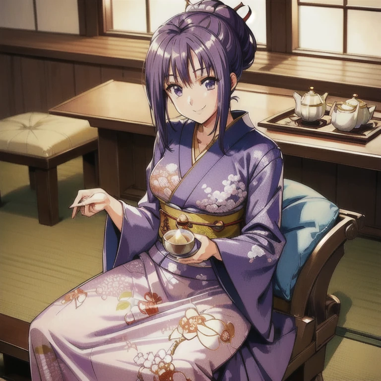 ((masterpiece)),((Ayako Katagiri)),((Katagiri Ayako)),((Full smile)),((Smile)),((happiness)),Healthy Beauty,((((tea time)))),(((kimono))),sexy,Anatomically perfect hands