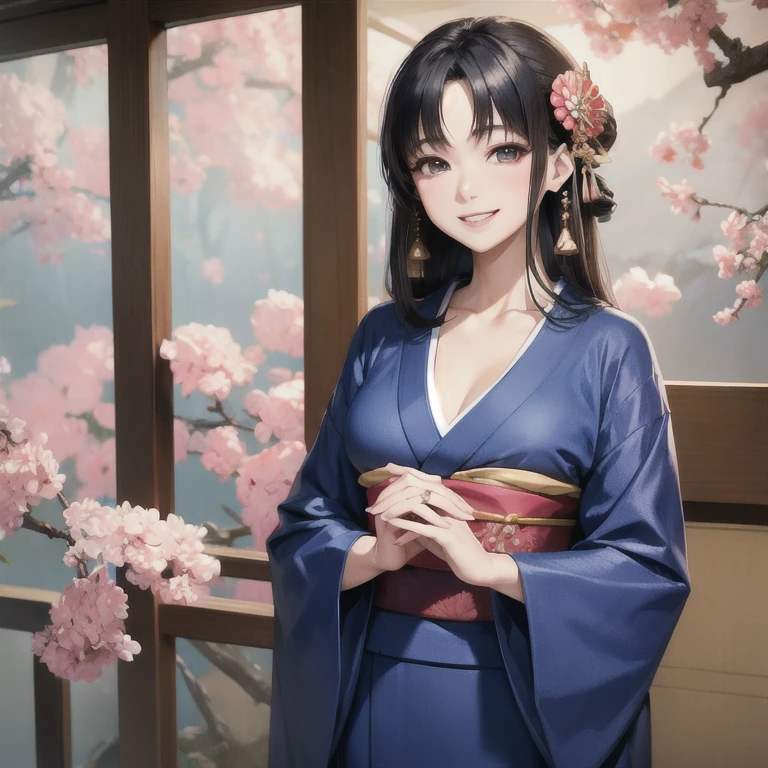 ((masterpiece)),((Ayako Katagiri)),((Katagiri Ayako)),((Full smile)),((Smile)),((happiness)),Healthy Beauty,(((kimono))),sexy,Anatomically perfect hands