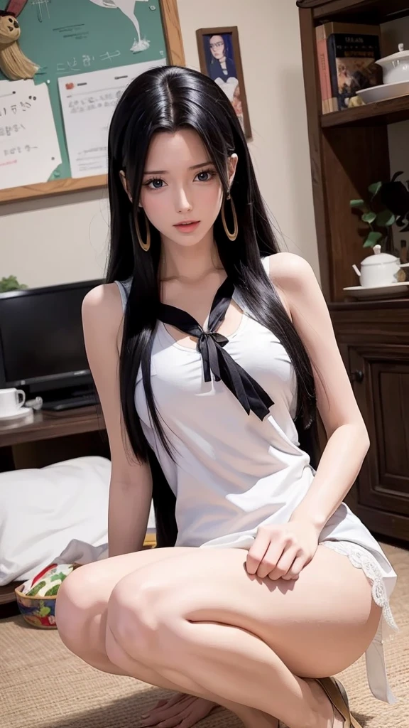 ，Close-up of Miss wearing white mask, Beautiful character painting, Guweiz, Gurwitz-style artwork, White-haired god, author：Yang Jie, Epic and beautiful character art, Stunning character art, author：Fan Qi, by Wuzhun Shifan, pixiv Art Street Guviz, Single ponytail, insult, High Ponytail, Tall and big, Long legs, (sleeveless lace shirt), (shorts), (Striped )), ((Striped )), Walk, elegant, dignified, Miss, Beautiful curves, sweet smile, Strong sense of detail and layering, Farbe丰富绚丽, Has a unique texture, rich and Farbeful, Farbe, vivid, Design Art, 16K, Super detailed, {{illustration}}, {Extremely refined}, {Exquisite surface treatment}, Super detailed, Delicate and shining eyes, {{light}}, Ultimate light effect, model: Realism, CFG size: 12, Laura: Bright texture (1.35), high quality, masterpiece, Exquisite facial features, Delicate hair depiction, Detailed depiction of the eyes, masterpiece, best quality, Ray tracing, Extremely detailed CG unified 8k wallpaper, masterpiece, best quality, (1 girl), 完美Miss身材, (((Skinny white T-shirt))),  (Delicate face), short black hair, Tie your hair up, light blue hairpin,  (White skin), (Optimal lighting), (Super intricate details), 4k unity, (Super detailed CG), Showing off her white legs, , Hot Pants, shorts,